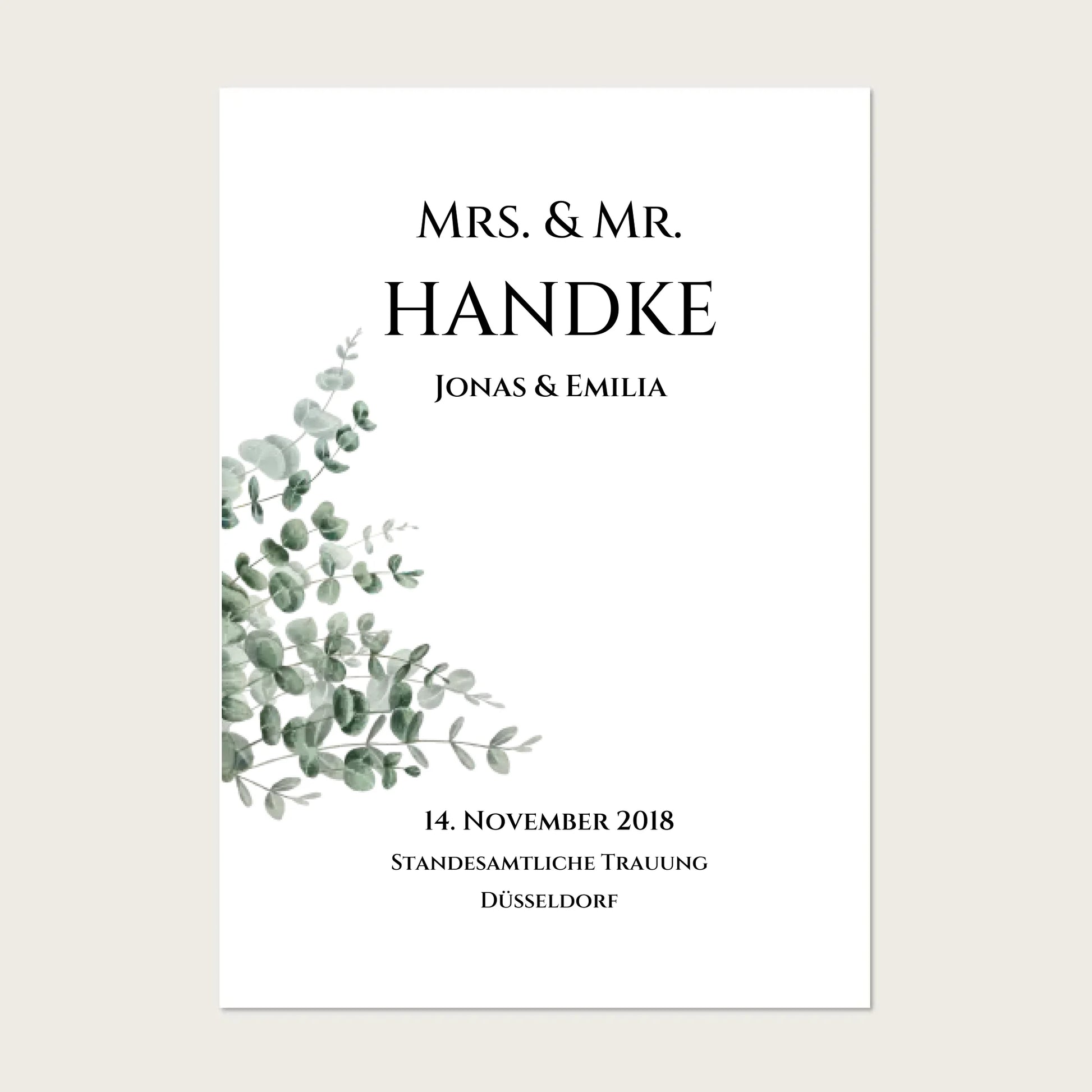 Personalisiertes Hochzeitsposter "Just Married" | "Mr. & Mrs." Hochzeitsgeschenk mit Namen und Datum Poster Poster