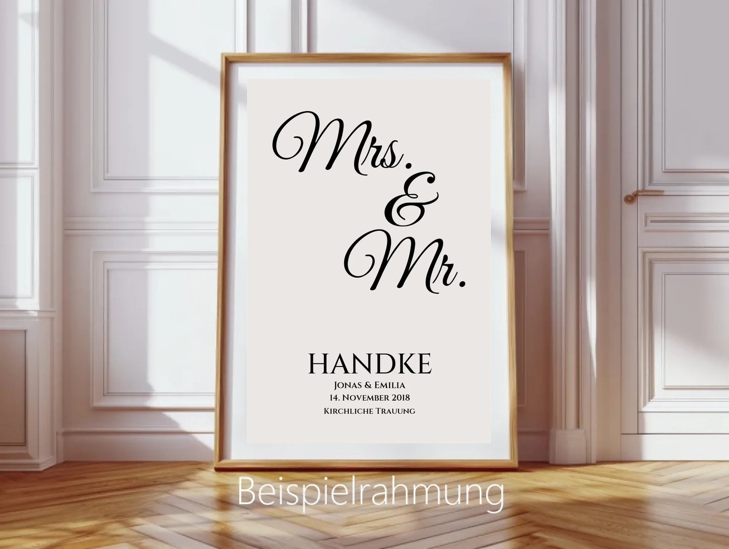 "Mr. & Mrs." Personalisiertes Hochzeitsposter | Hochzeitsgeschenk Bild mit Namen und Datum