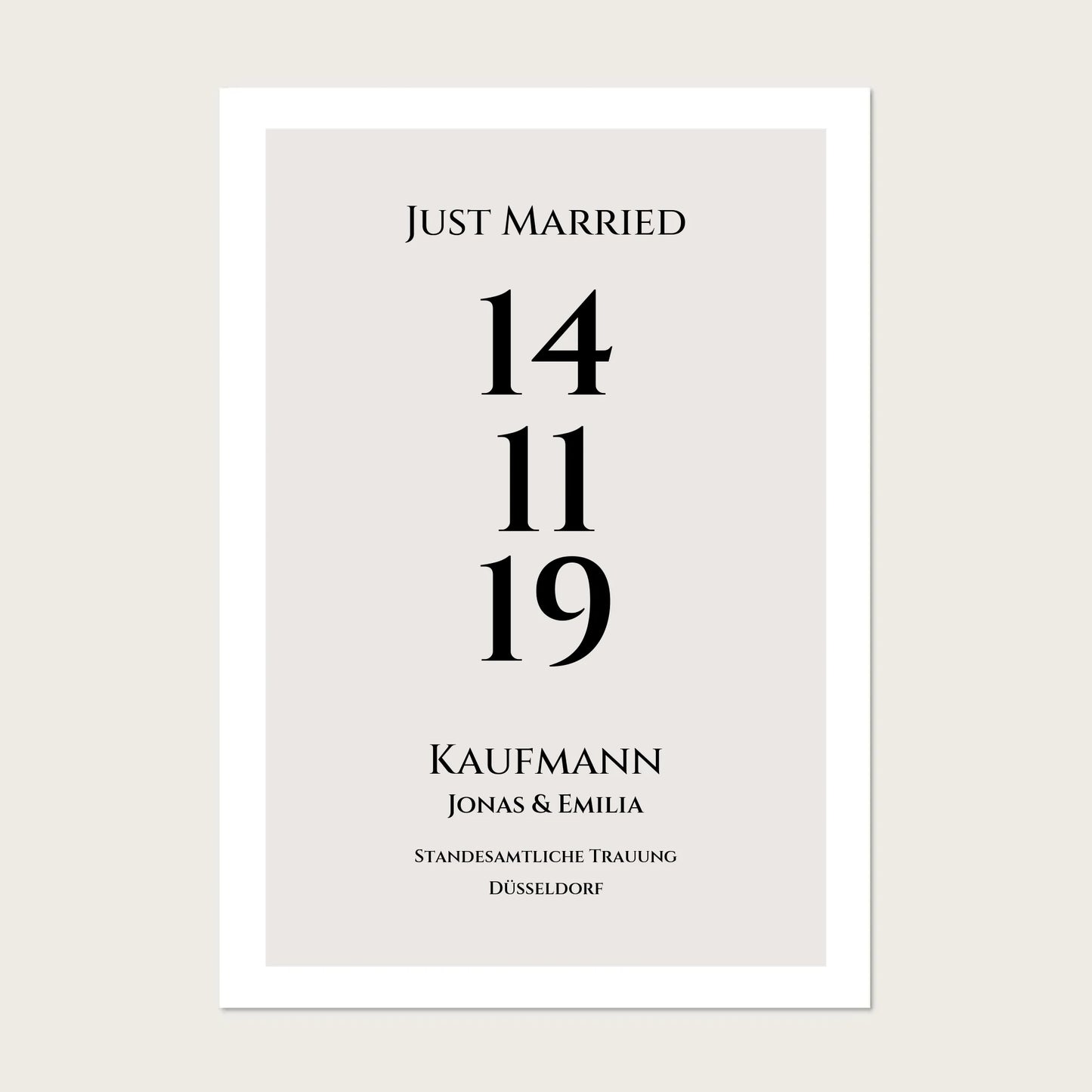 Personalisiertes Hochzeitsposter "Just Married" | "Hochzeit Datum" Hochzeitsgeschenk mit Namen und Datum Poster Poster