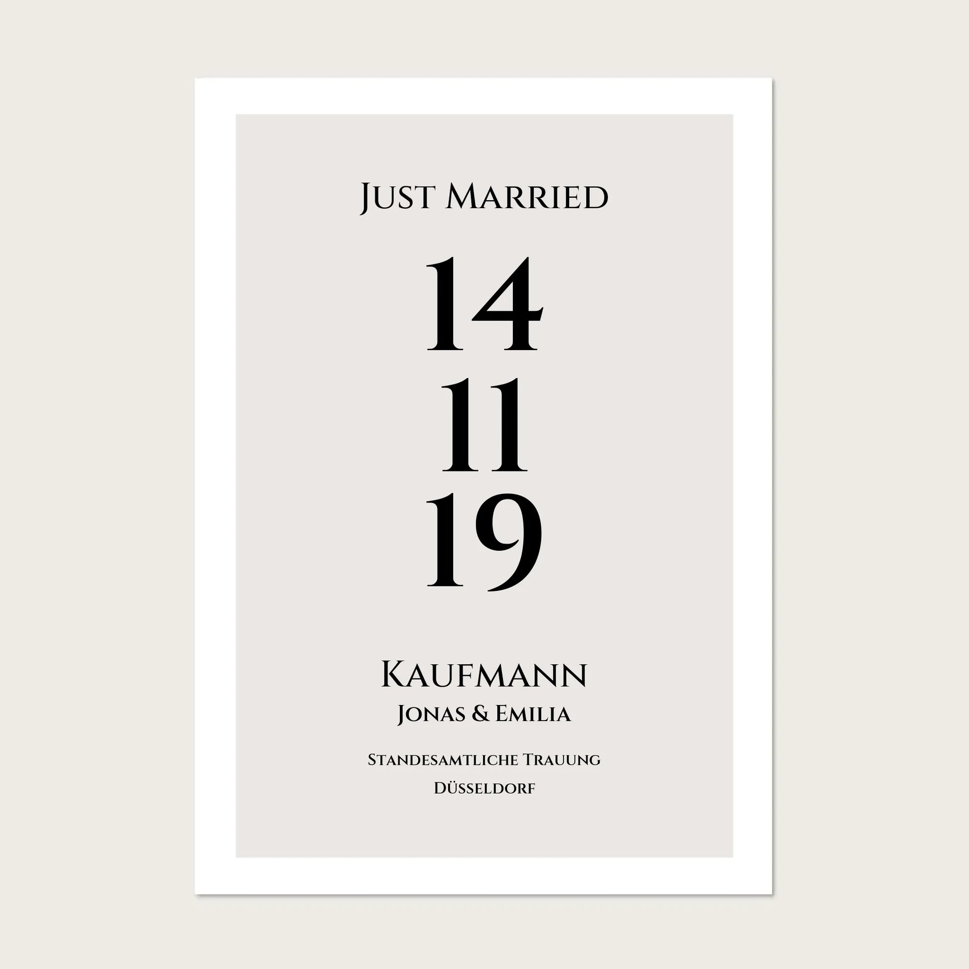 Personalisiertes Hochzeitsposter "Just Married" | "Hochzeit Datum" Hochzeitsgeschenk mit Namen und Datum Poster Poster