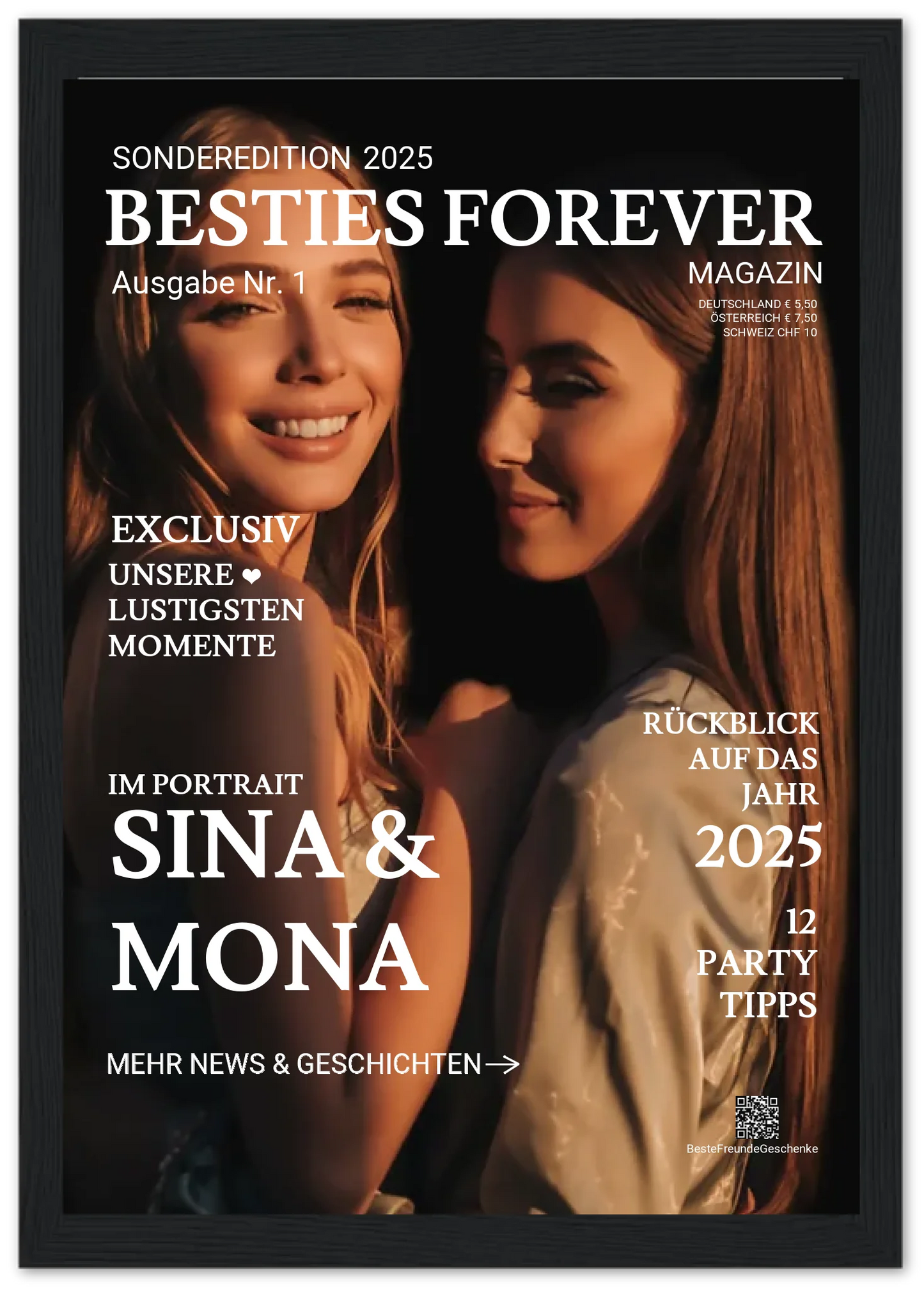 Beste Freundin Geschenk "BESTIES" - Personalisiertes Magazine Cover