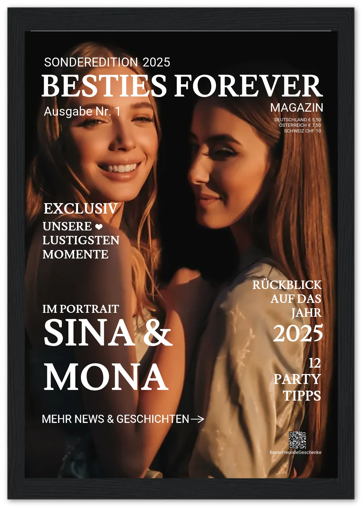 Beste Freundin Geschenk "BESTIES" - Personalisiertes Magazine Cover
