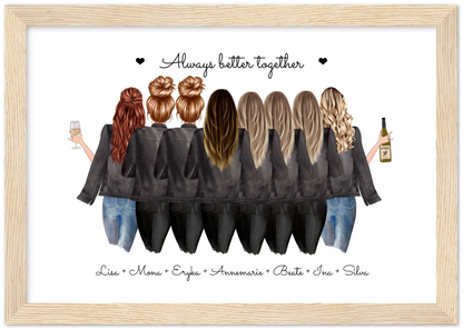 8 Beste Freundinnen Poster Geschenk personalisiert - Geschenkidee Freundin Bild Premium Matte Paper Wooden Framed Poster - Wood - Horizontal Default
