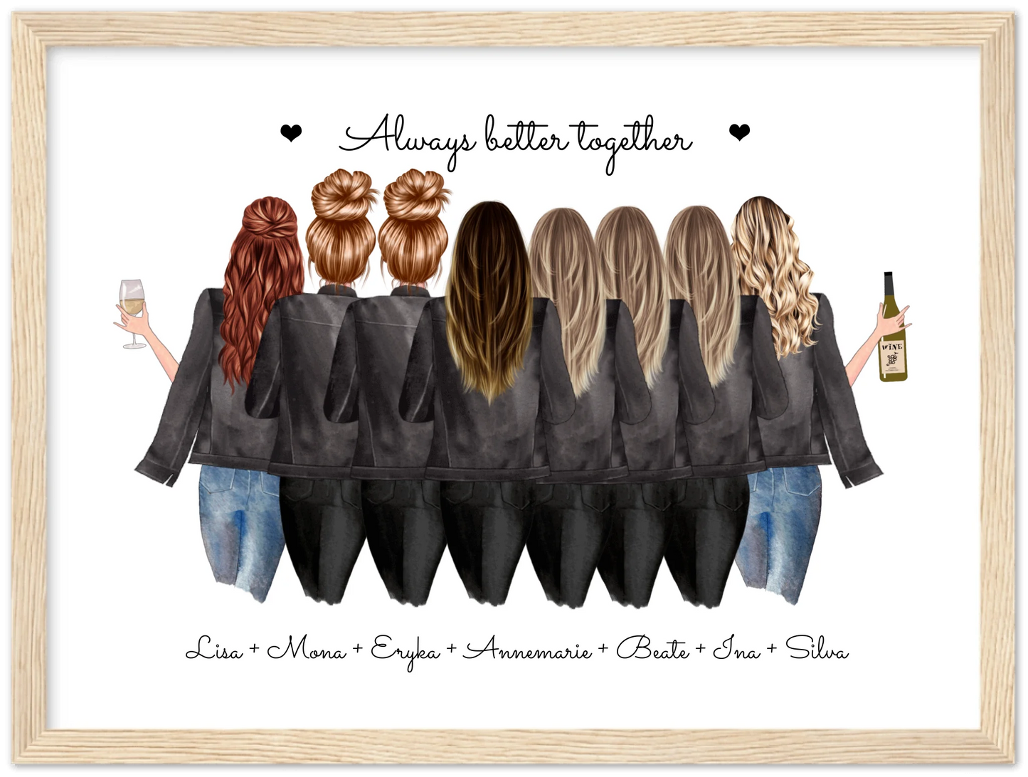 8 Beste Freundinnen Poster Geschenk personalisiert - Geschenkidee Freundin Bild