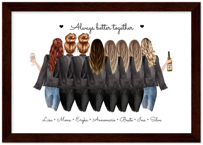 8 Beste Freundinnen Poster Geschenk personalisiert - Geschenkidee Freundin Bild Premium Matte Paper Wooden Framed Poster - Dark wood - Horizontal Default