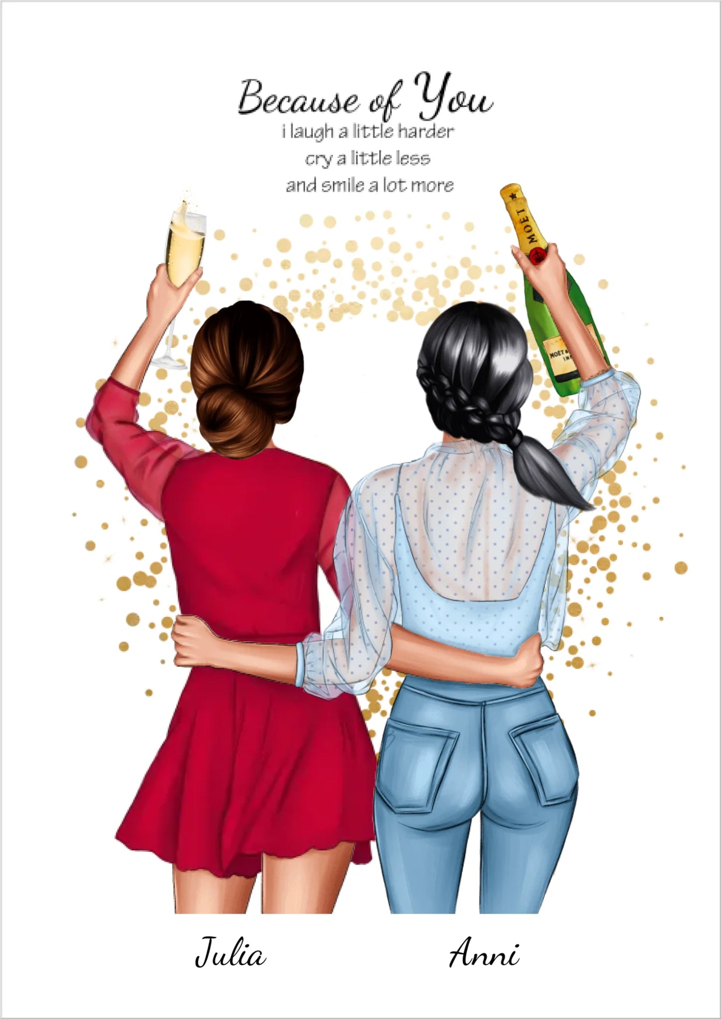 Poster 2 Beste Freundinnen – Personalisiertes BFF Geschenk mit Namen & Spruch !!! Digitale Datei zum Selberdrucken - kein Poster !!! Digitale Datei zum Selberdrucken - kein Poster A4 A3 A2