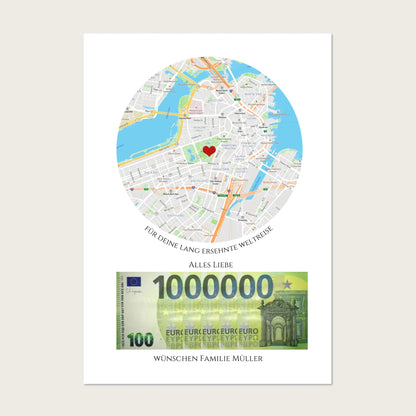 Personalisiertes Geldgeschenk für Reisen – Wunscherfüller Poster mit Namen & Reiseziel Digitale Datei zum Selberdrucken !!! Digitale Datei zum Selberdrucken - kein Poster Ausdruckbare Formate: A4 A3 A2