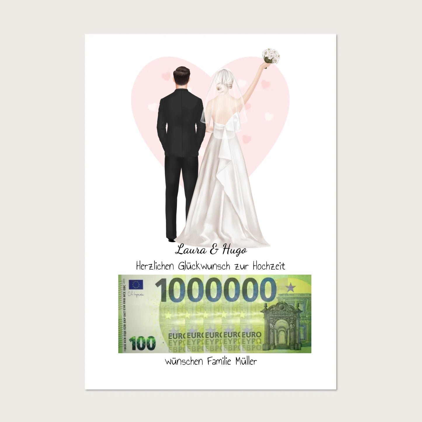 Personalisiertes Geldgeschenk zur Hochzeit "Brautpaar" – stilvolles Poster mit Namen & Datum Digitale Datei zum Selberdrucken !!! Digitale Datei zum Selberdrucken - kein Poster Ausdruckbare Formate: A4 A3 A2