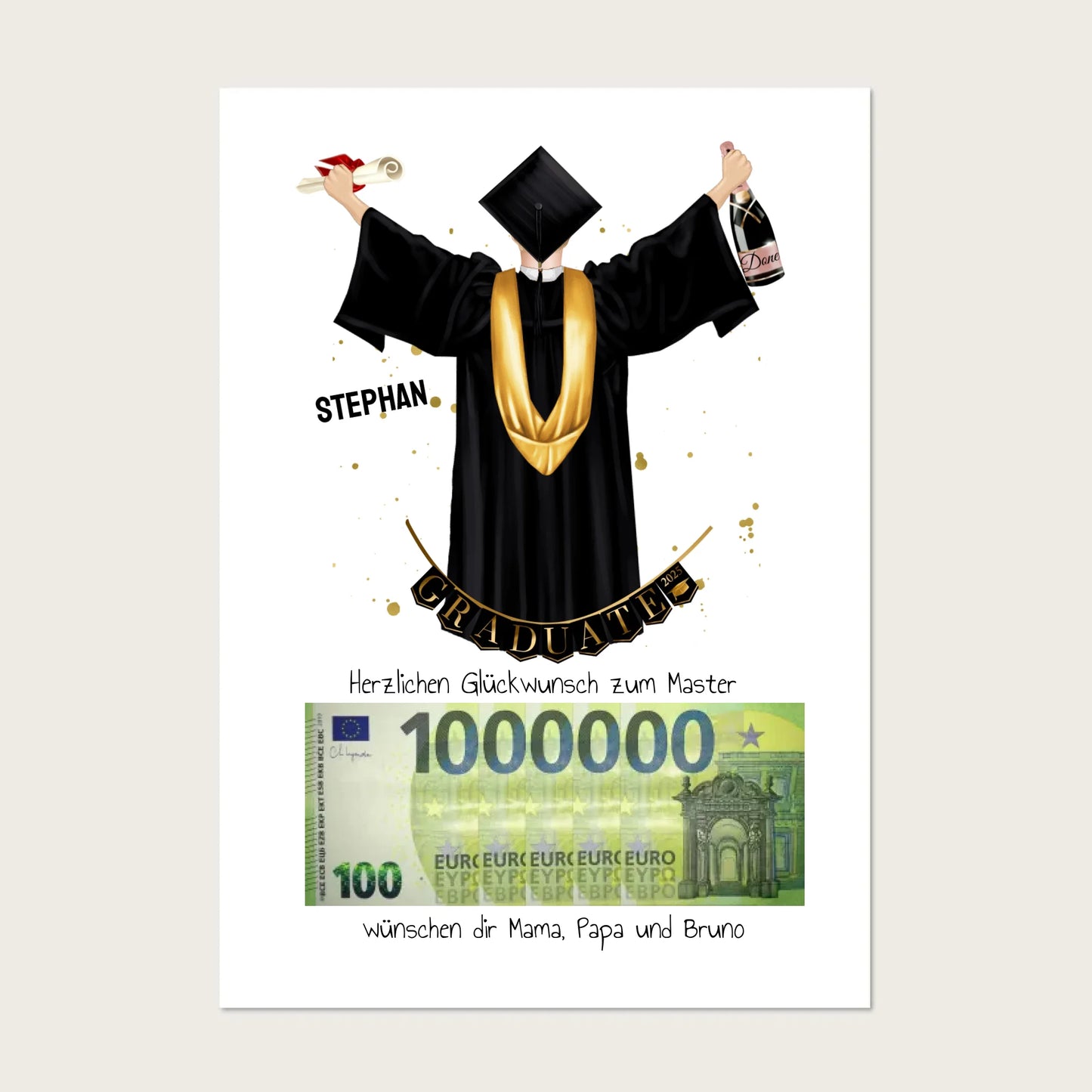 Personalisiertes Geldgeschenk zum Abschluss – stilvolles Poster für Abi, Bachelor, Master & Doktor Digitale Datei zum Selberdrucken !!! Digitale Datei zum Selberdrucken - kein Poster Ausdruckbare Formate: A4 A3 A2