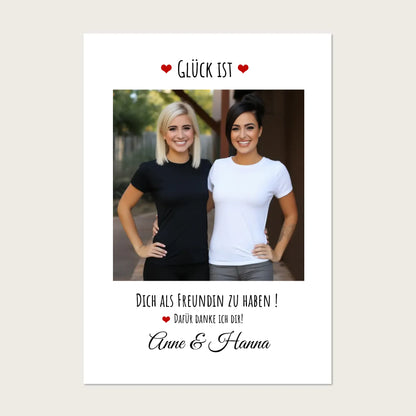 Fotoposter beste Freundin Geburtstagsgeschenk | Bild Glück ist ... !!! Digitale Datei zum Selberdrucken - kein Poster !!! Digitale Datei zum Selberdrucken - kein Poster A4 A3 A2