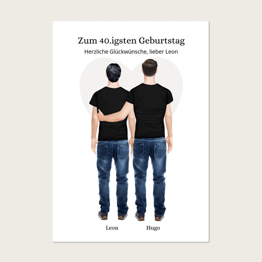 Geschenk 40 Geburtstag Bruder Poster - Bild Geburtstagsgeschenk von Bruder - Weihnachtsgeschenk Poster Poster