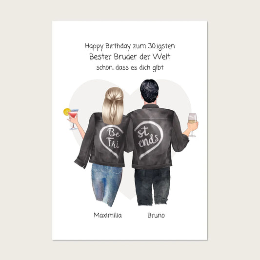 Geschenk 30 Geburtstag - Poster Bruder Schwester Bild - Geburtstagsgeschenk personalisiert Poster Poster