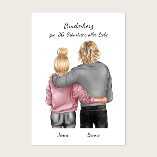 Geschenk 30 Geburtstag Bruder - Bild Geburtstagsgeschenk von Schwester - Weihnachtsgeschenk Poster Poster Poster