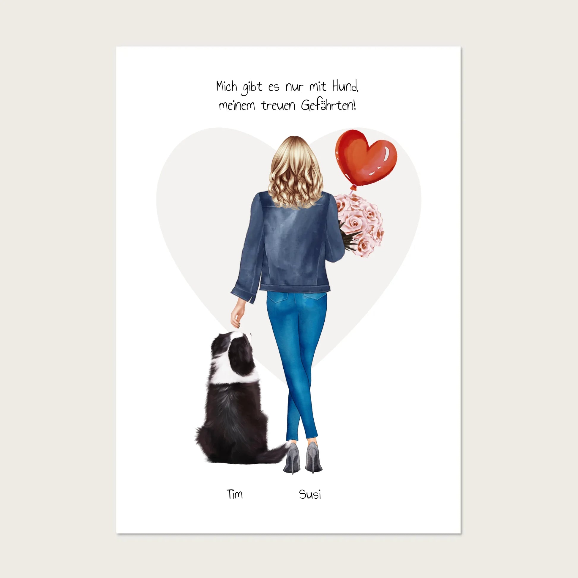 Hundebesitzerin Geschenk Hund Bild - Poster Hund personalisiert Geburtstag Geschenk Freundin / Mädchen / Frau !!! Digitale Datei zum Selberdrucken - kein Poster !!! Digitale Datei zum Selberdrucken - kein Poster A4 A3 A2