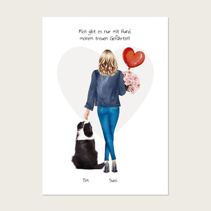 Hundebesitzerin Geschenk Hund Bild - Poster Hund personalisiert Geburtstag Geschenk Freundin / Mädchen / Frau !!! Digitale Datei zum Selberdrucken - kein Poster !!! Digitale Datei zum Selberdrucken - kein Poster A4 A3 A2