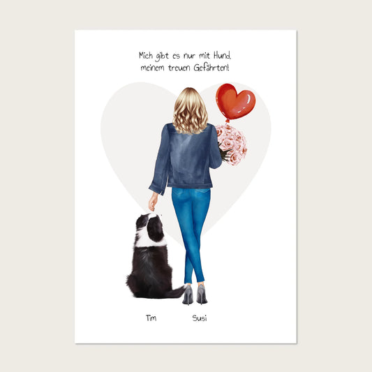 Hundebesitzerin Geschenk Hund Bild - Poster Hund personalisiert Geburtstag Geschenk Freundin / Mädchen / Frau !!! Digitale Datei zum Selberdrucken - kein Poster !!! Digitale Datei zum Selberdrucken - kein Poster A4 A3 A2