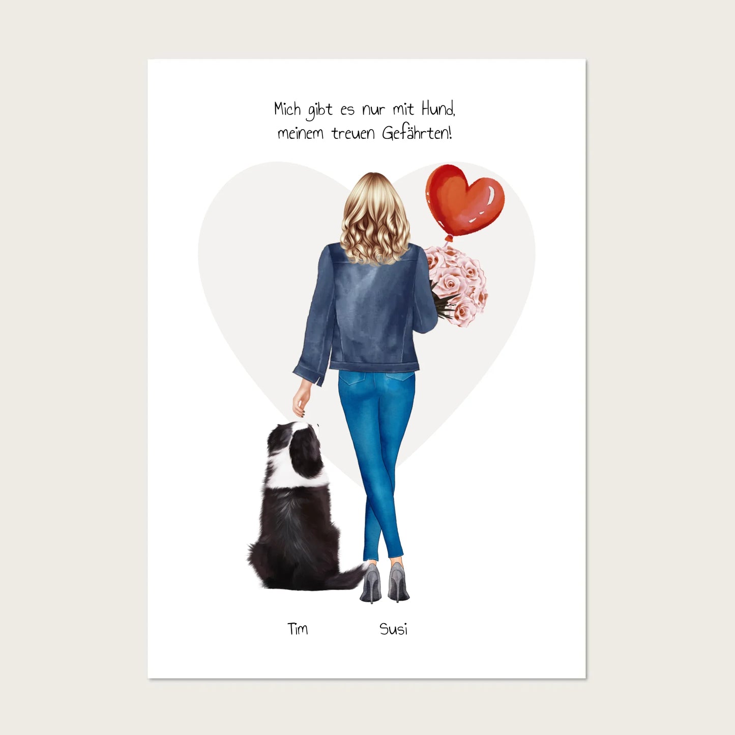 Hundebesitzerin Geschenk Hund Bild - Poster Hund personalisiert Geburtstag Geschenk Freundin / Mädchen / Frau Poster Poster