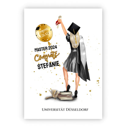 Abschlussgeschenk personalisiertes Poster Geschenk Bachelor - Geschenk Master - Geschenk Abitur - Schulabschluss Mädchen, Frau Poster Poster
