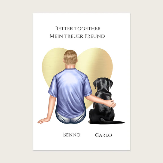 Personalisiertes Poster Geschenk Hundebesitzer Mann / Junge mit Hund - Geburtstagsgeschenk Weihnachtsgeschenk !!! Digitale Datei zum Selberdrucken - kein Poster !!! Digitale Datei zum Selberdrucken - kein Poster A4 A3 A2
