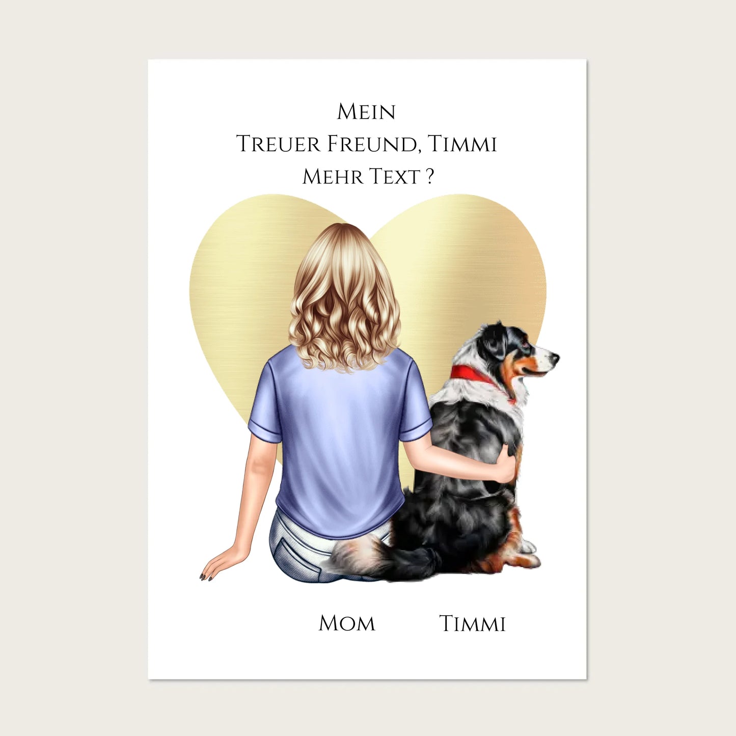 Hundebesitzerin Geschenk - Personalisiertes Poster für Freundin / Mädchen / Frau mit Hund - Geburtstagsgeschenk Weihnachtsgeschenk Poster Poster