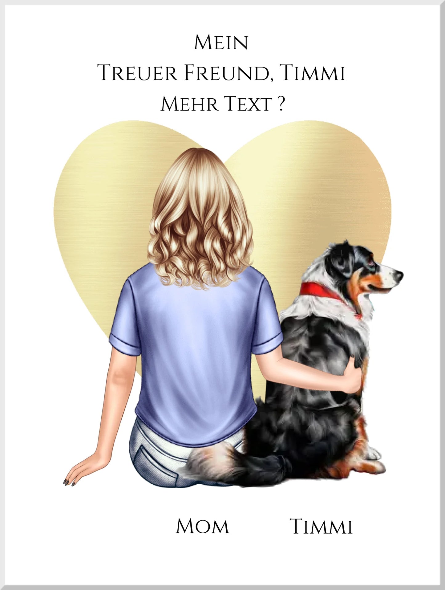 Hundebesitzerin Geschenk - Personalisiertes Poster für Freundin / Mädchen / Frau mit Hund - Geburtstagsgeschenk Weihnachtsgeschenk Leinwanddruck Leinwandbild