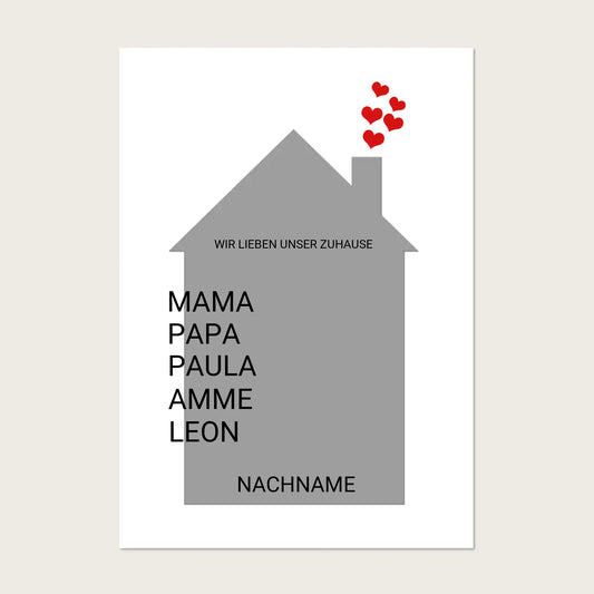 Zeitraum-Kunstdruck | Zuhause Personalisiertes Geschenk zur Hauseinweihnung, Richtfest, Umzug, erste Wohnung, Geburtstagsgeschenk, Weihnachtsgeschenk Familie