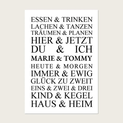 Personalisiertes Geschenk zur Hochzeit, Geburtstag | Hochzeitsgeschenk Kunstdruck Essen & Trinken | Zeitraum-Kunstdruck Poster Poster