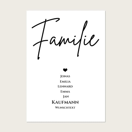 Familie Bild Geschenk "FAMILIE" Poster | Familiengeschenk mit Namen personalisiert | Geschenk beste Freunde