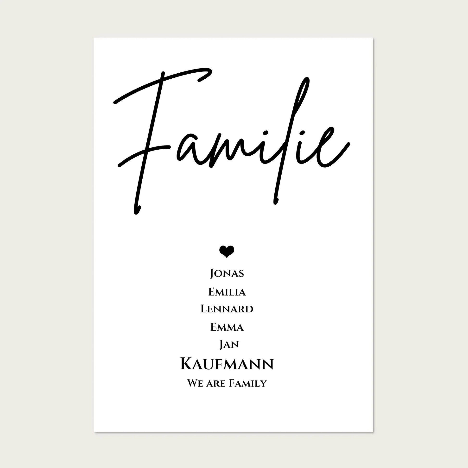 Familienbild "FAMILY" | Poster mit Namen personalisiert |Geburtstagsgeschenk, Muttertagsgeschenk, Weihnachtsgeschenk Poster Poster