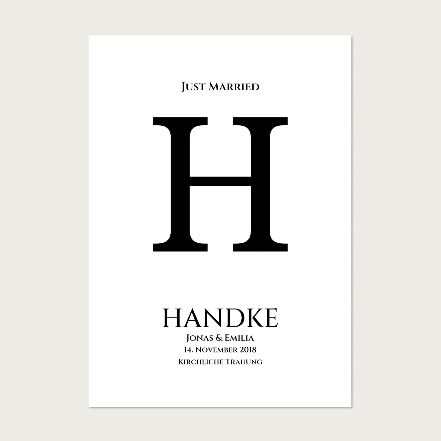 Personalisiertes Hochzeitsposter "Just Married" | Hochzeitsgeschenk mit Namen und Datum Poster Poster