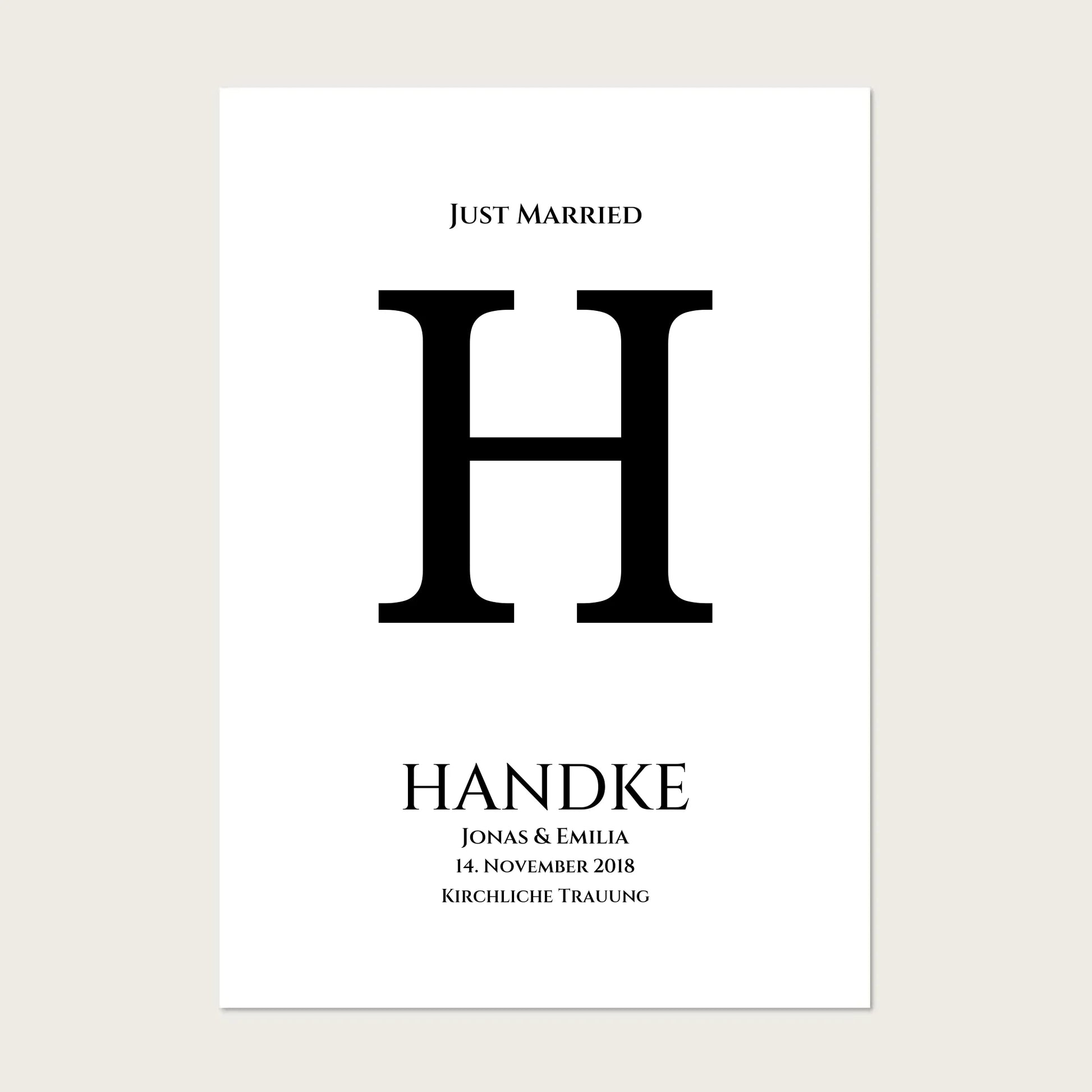 Personalisiertes Hochzeitsposter "Just Married" | Hochzeitsgeschenk mit Namen und Datum Poster Poster