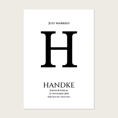 Personalisiertes Hochzeitsposter "Just Married" | Hochzeitsgeschenk mit Namen und Datum Poster Poster