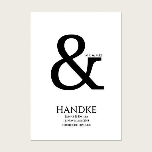 Personalisiertes Hochzeitsposter "Ampersand" | Mr. & Mrs. Bild Hochzeitsgeschenk
