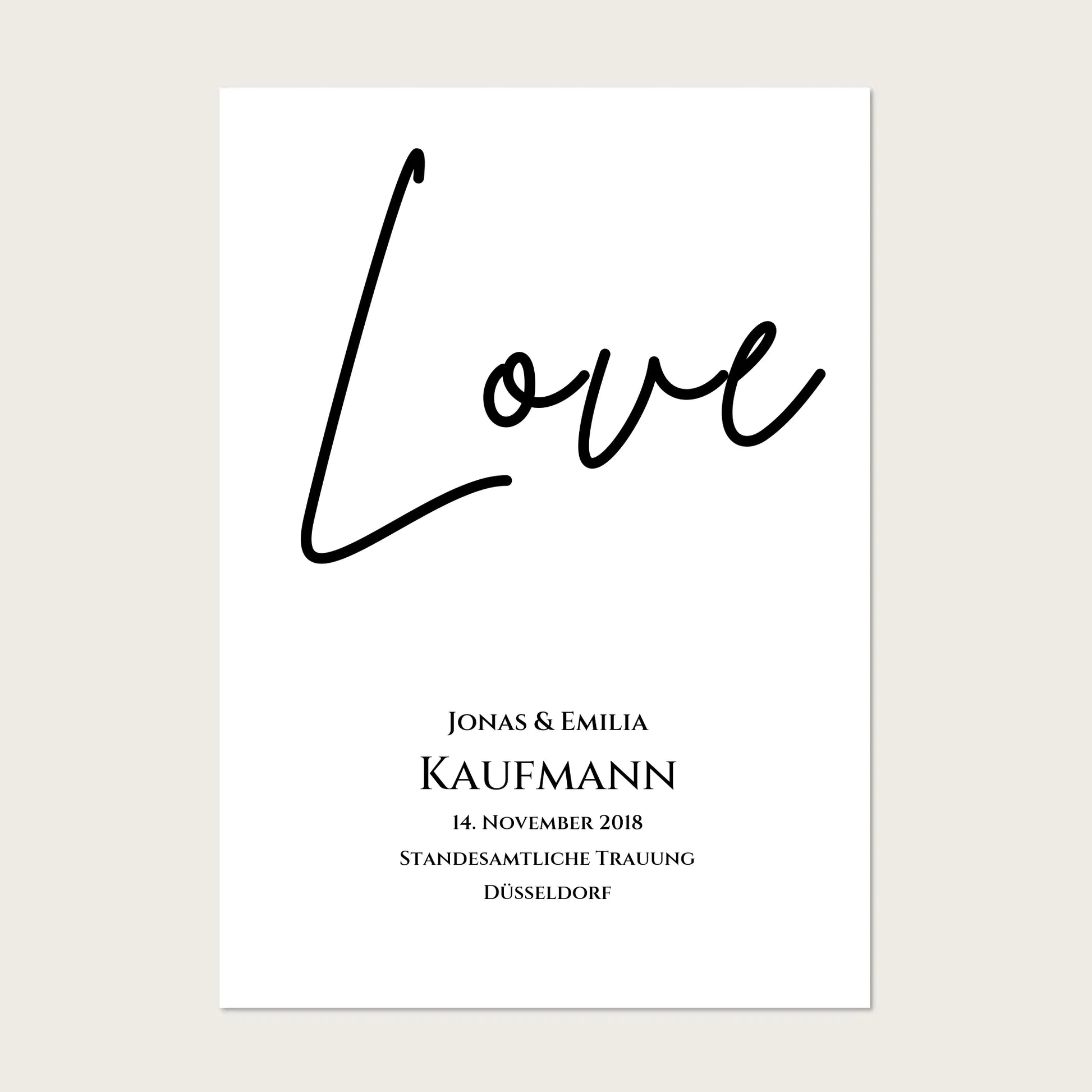 "LOVE" Personalisiertes Hochzeitsposter | Hochzeitsgeschenk Bild mit Namen und Datum Poster Poster