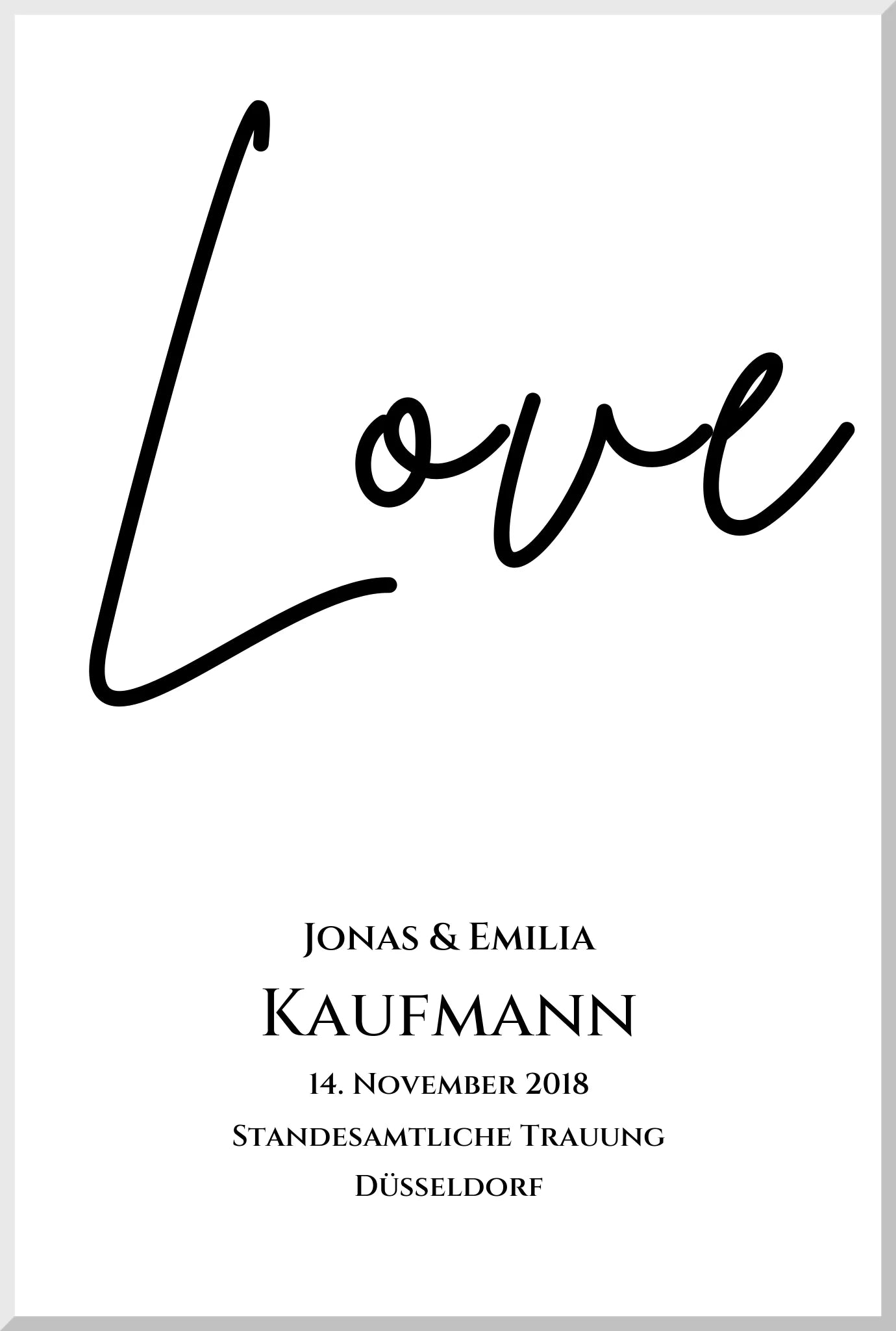 "LOVE" Personalisiertes Hochzeitsposter | Hochzeitsgeschenk Bild mit Namen und Datum Leinwanddruck Leinwandbild