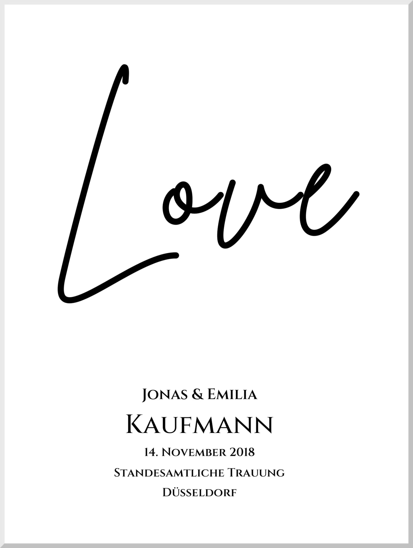 "LOVE" Personalisiertes Hochzeitsposter | Hochzeitsgeschenk Bild mit Namen und Datum Leinwanddruck Leinwandbild