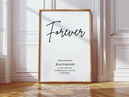 Personalisiertes Hochzeitsposter "Forever" | Hochzeitsgeschenk Bild mit Namen und Datum
