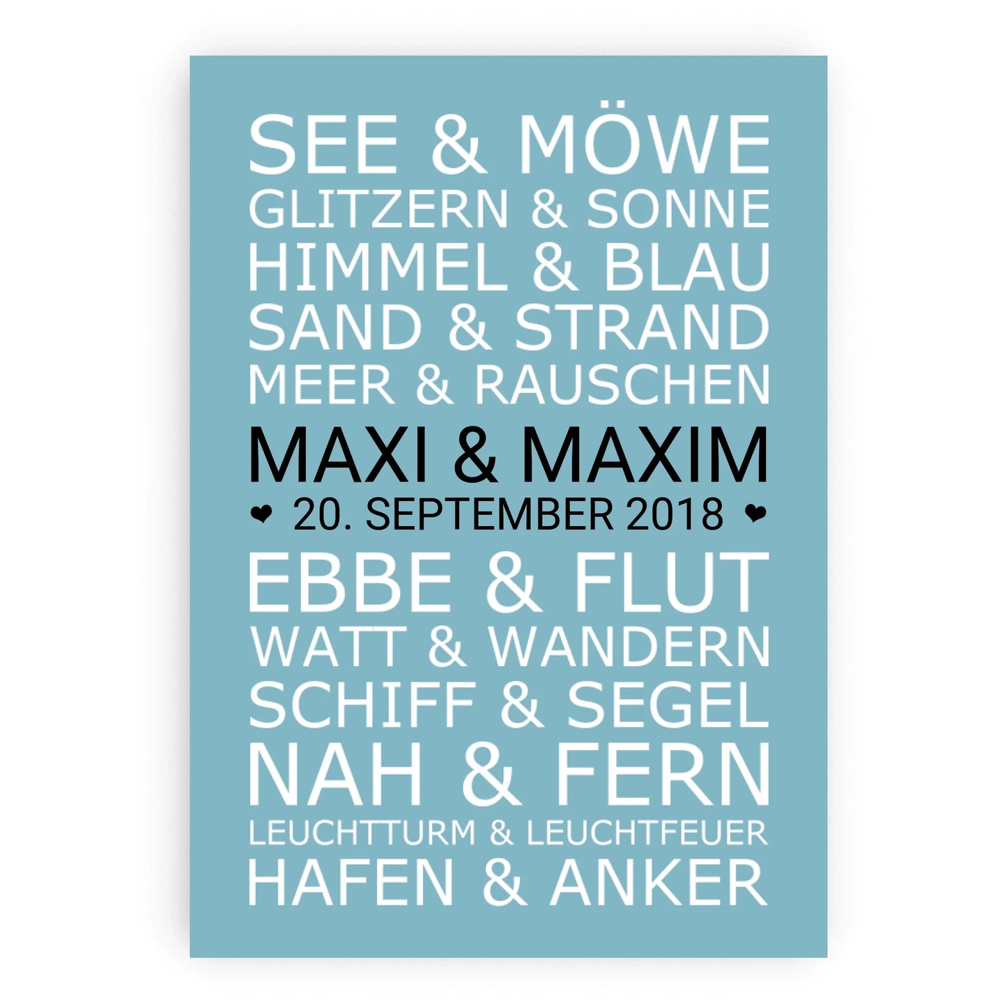 Personalisiertes Hochzeitsposter SEEMÖWE - personalisertes Geschenk zur Hochzeit, Valentin, Jahrestag, Jubiläum - Zeitraum-Kunstdruck Poster Poster