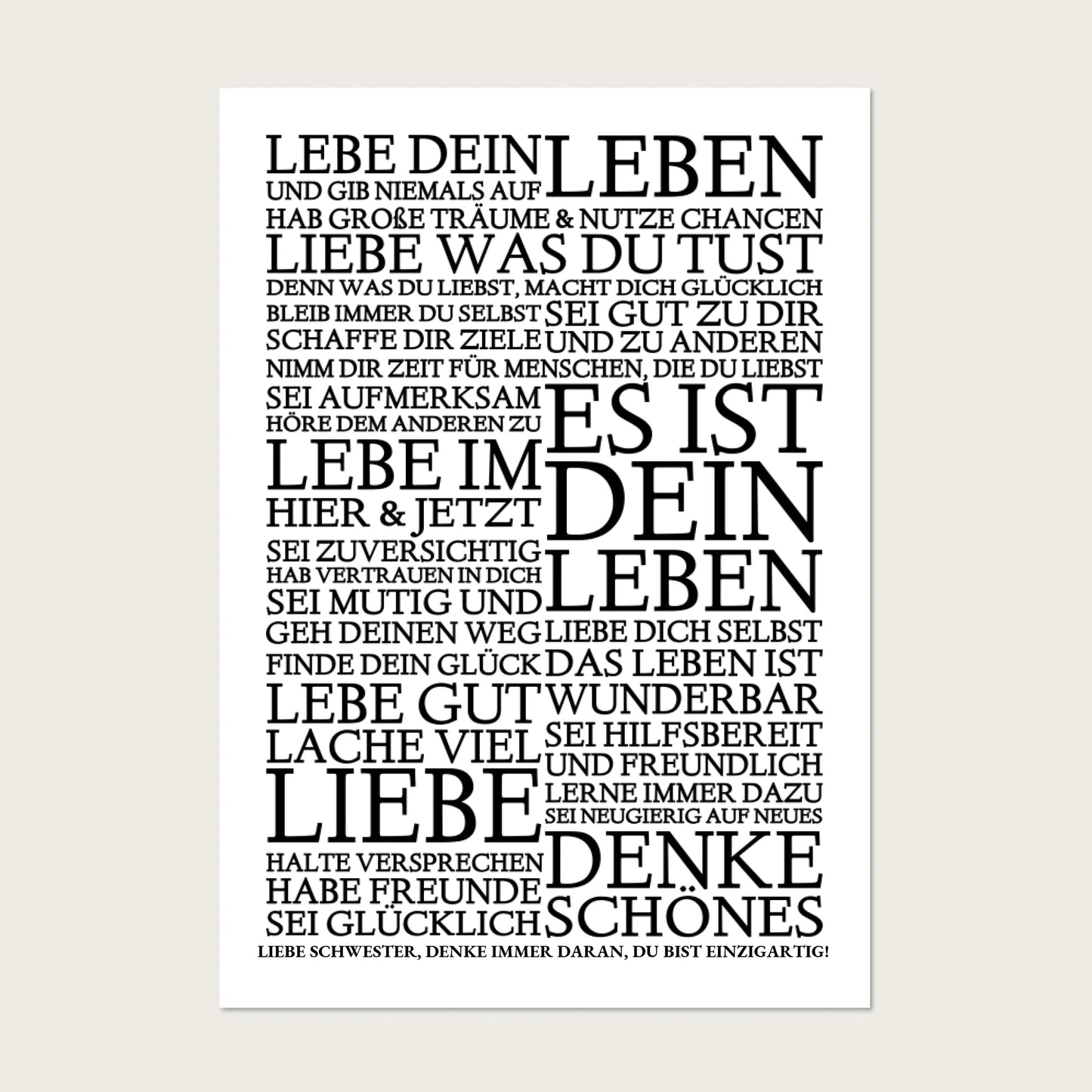 Zeitraum-Kunstdruck | "Lebe Dein Leben" Personalisiertes Geschenk | Motivationsposter