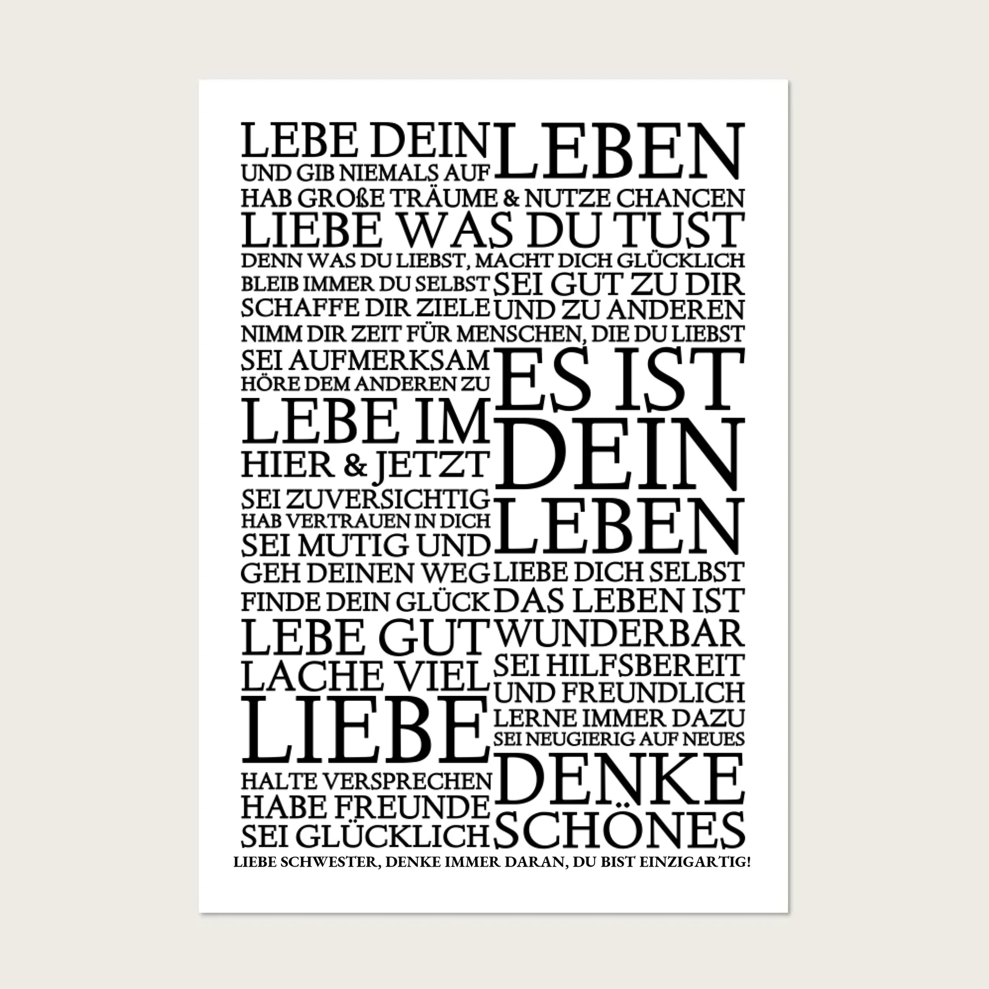 Zeitraum-Kunstdruck | "Lebe Dein Leben" Personalisiertes Geschenk | Motivationsposter