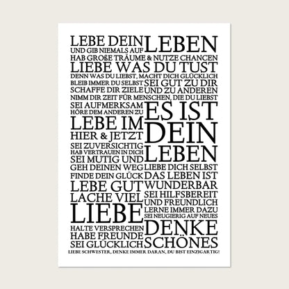 Zeitraum-Kunstdruck | "Lebe Dein Leben" Personalisiertes Geschenk | Motivationsposter