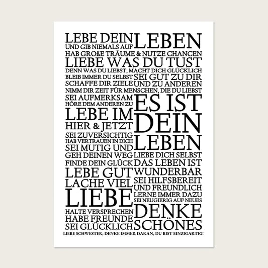 Zeitraum-Kunstdruck | "Lebe Dein Leben" Personalisiertes Geschenk | Motivationsposter