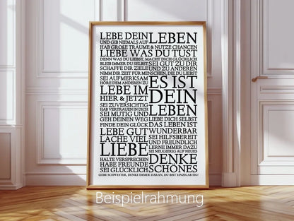Zeitraum-Kunstdruck | "Lebe Dein Leben" Personalisiertes Geschenk | Motivationsposter