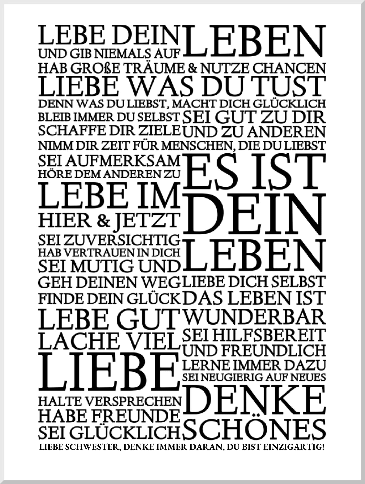 Zeitraum-Kunstdruck | "Lebe Dein Leben" Personalisiertes Geschenk | Motivationsposter Leinwanddruck Leinwandbild
