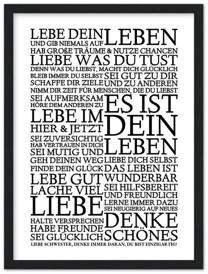 Zeitraum-Kunstdruck | "Lebe Dein Leben" Personalisiertes Geschenk | Motivationsposter Premium Matte Paper Wooden Framed Poster - Black - Vertical Gerahmtes Poster