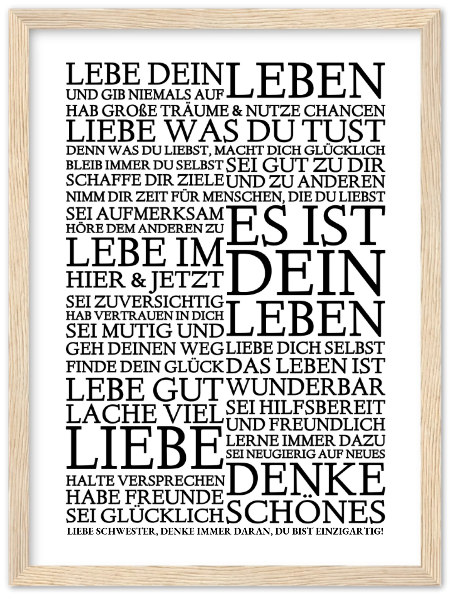 Zeitraum-Kunstdruck | "Lebe Dein Leben" Personalisiertes Geschenk | Motivationsposter Premium Matte Paper Wooden Framed Poster - Wood - Vertical Gerahmtes Poster