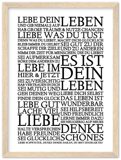 Zeitraum-Kunstdruck | "Lebe Dein Leben" Personalisiertes Geschenk | Motivationsposter Premium Matte Paper Wooden Framed Poster - Wood - Vertical Gerahmtes Poster