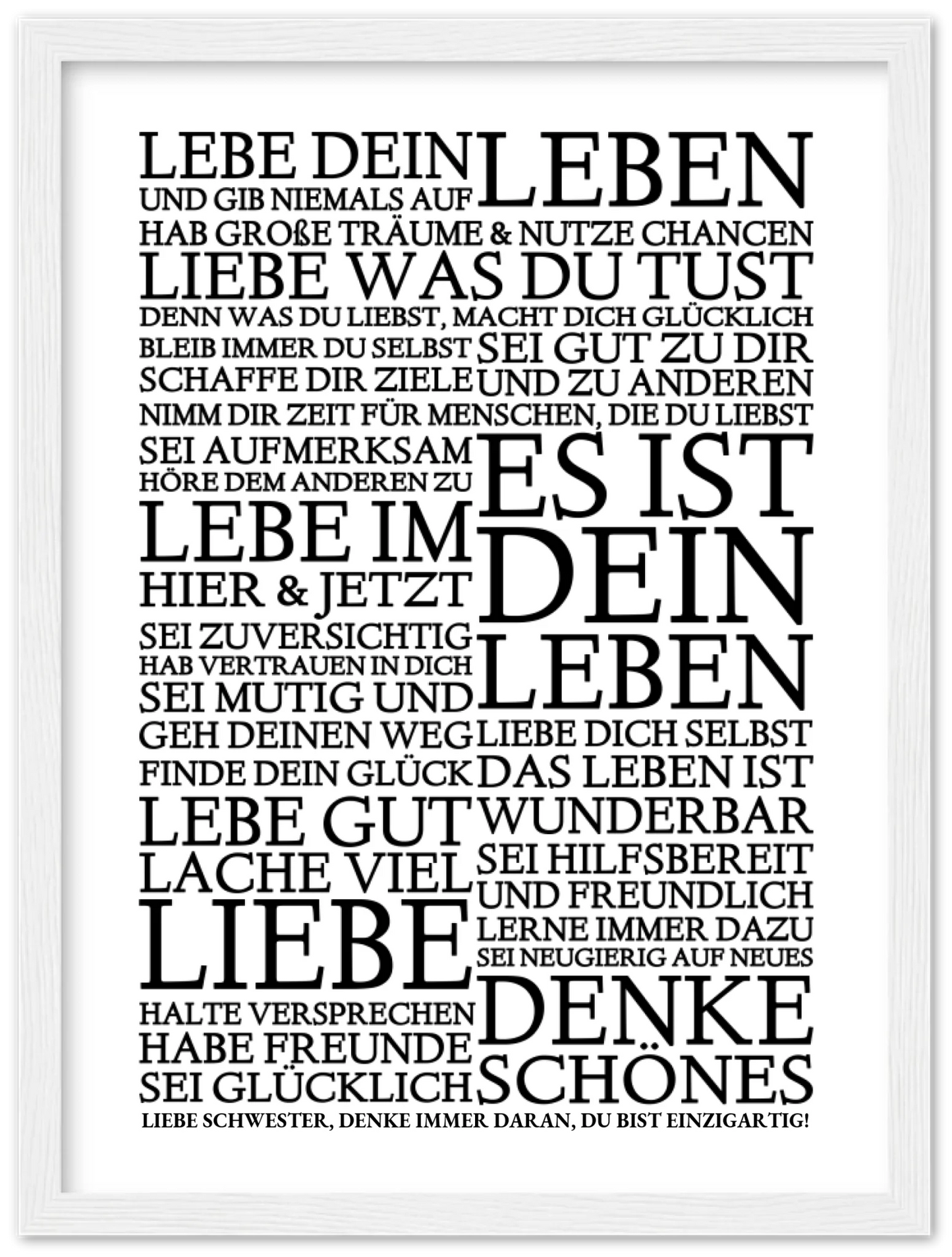 Zeitraum-Kunstdruck | "Lebe Dein Leben" Personalisiertes Geschenk | Motivationsposter Premium Matte Paper Wooden Framed Poster - White - Vertical Gerahmtes Poster