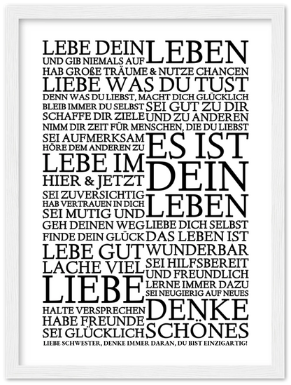 Zeitraum-Kunstdruck | "Lebe Dein Leben" Personalisiertes Geschenk | Motivationsposter Premium Matte Paper Wooden Framed Poster - White - Vertical Gerahmtes Poster