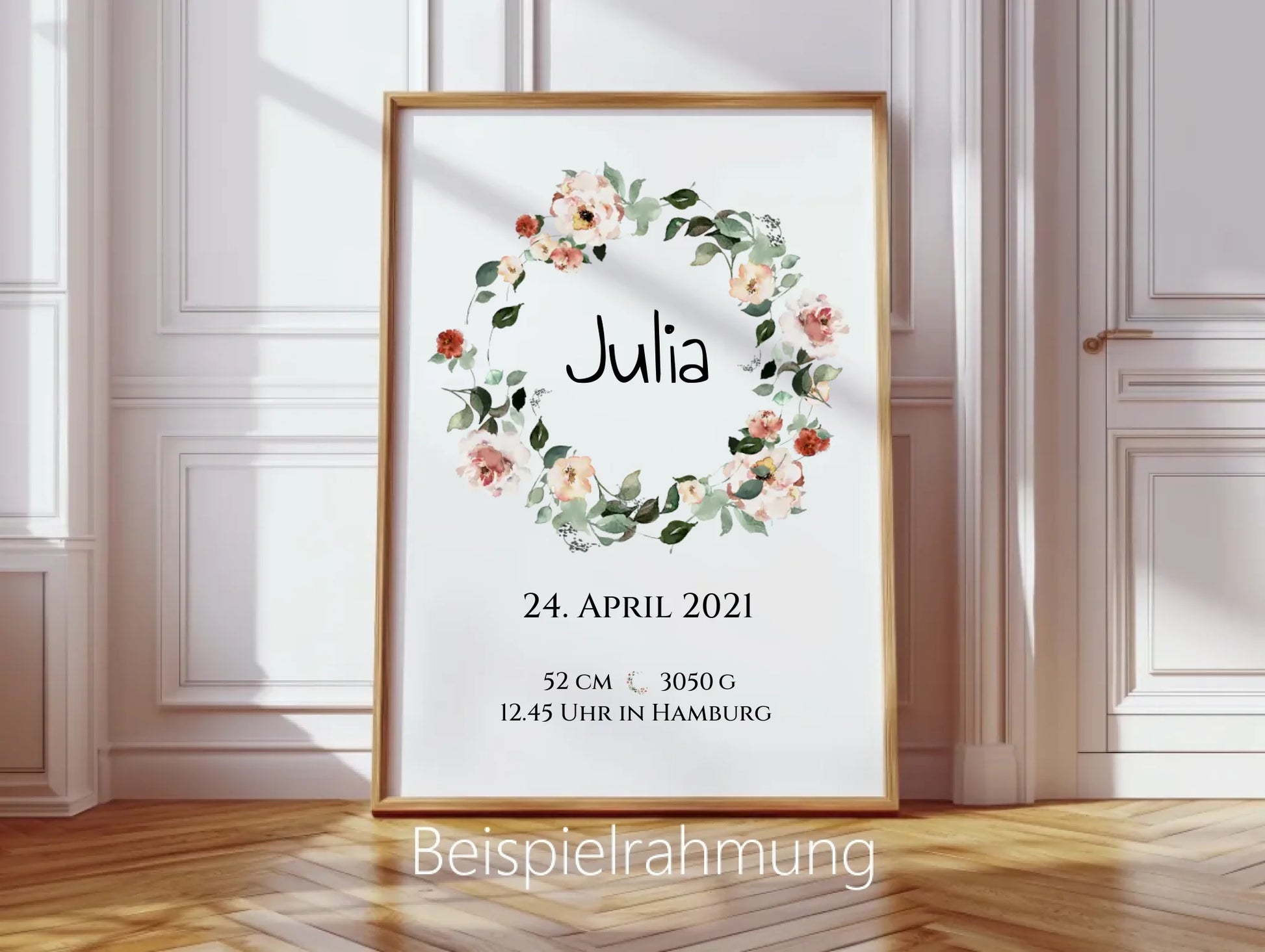 Personalisiertes Poster Geschenk zur Geburt und Taufe | Geburtsanzeige Waldtiere